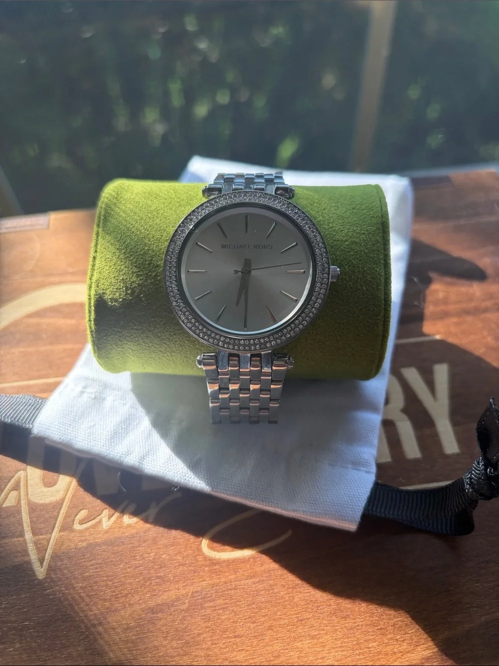 Michael Kors Silver Stainless Steel Crystal-Trim Watch